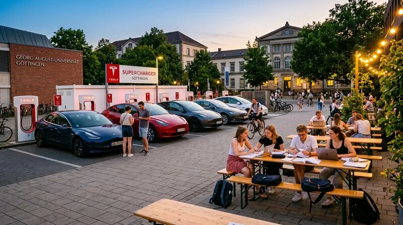 Audi Elektroautos an der Ladestation am Werksgelände