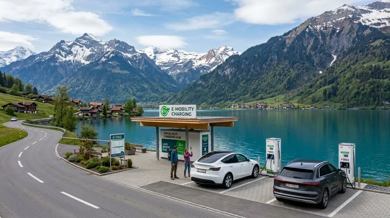 Elektroauto lädt über Nacht in der Heimgarage
