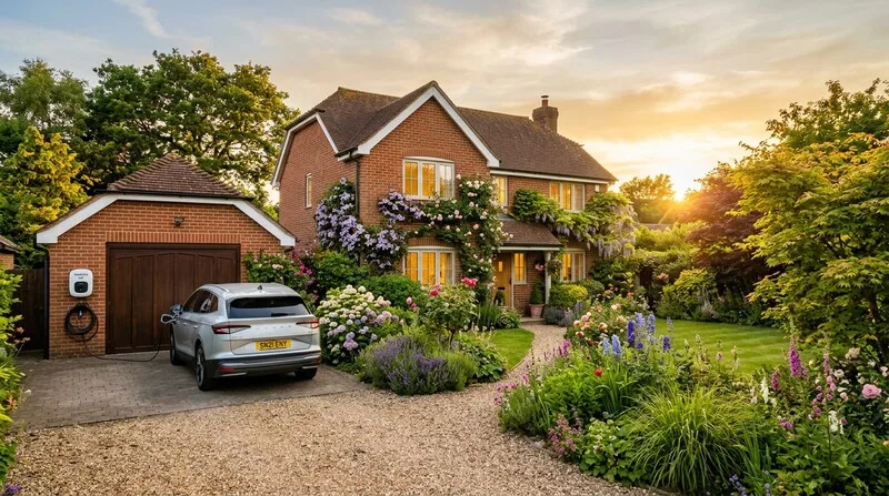 Skoda Enyaq Wallbox Einfamilienhaus Garten